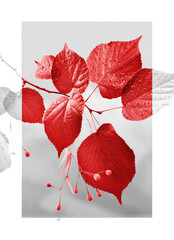 A painting made of beautiful, red leaves. Decorative petals picture. © Vidal