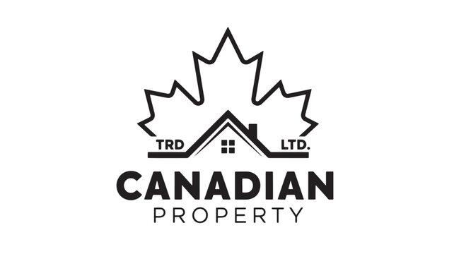 Canadian property logo with maple leaf and house icon representing TRD LTD real estate branding featuring Canada, realty, crown shape with housing