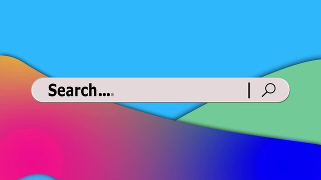 Minimal Search Bar Animation on Colourful Abstract Background. Adobe Stock UI Concept 4K Loop.