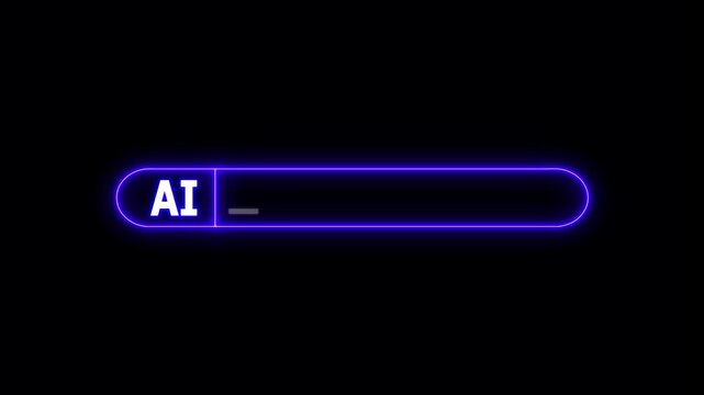 Neon AI Search Bar Animation on Black Background | Futuristic Glowing Input Field UI 4K