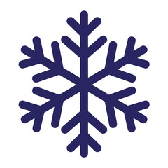 Obraz premium Dark blue, six-pointed snowflake with rounded edges, isolated on a white background, flat symbol for winter and christmas themes