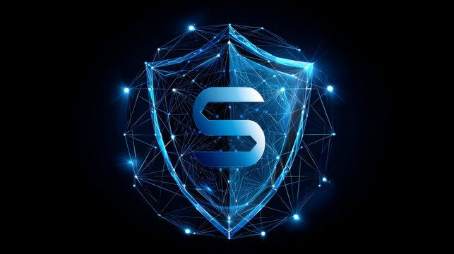 Cyber security intelligence data protection with letter S network lines overlapping in shield shapes technology vector logo design concept. Abstract shield security icon logotype for ID ui, identify.