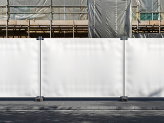Under Construction Hoarding Banner Mockup 3D Rendering © impro-studio