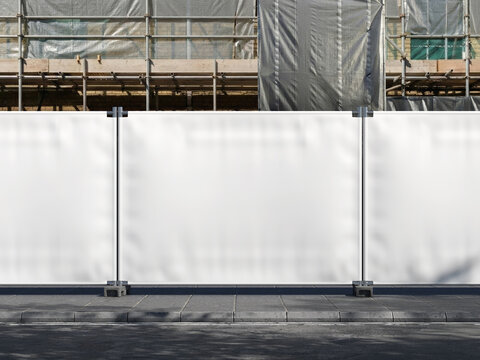 Under Construction Hoarding Banner Mockup 3D Rendering