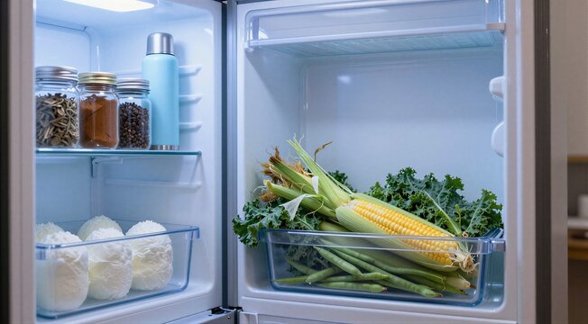 Fresh vegetables stored in refrigerator crisper drawer