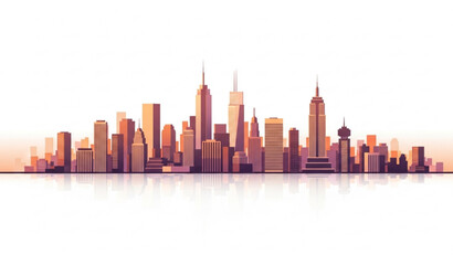 New York City Manhattan skyline vector panorama in sunset colors modern flat illustration isolated on white background © mdmasud