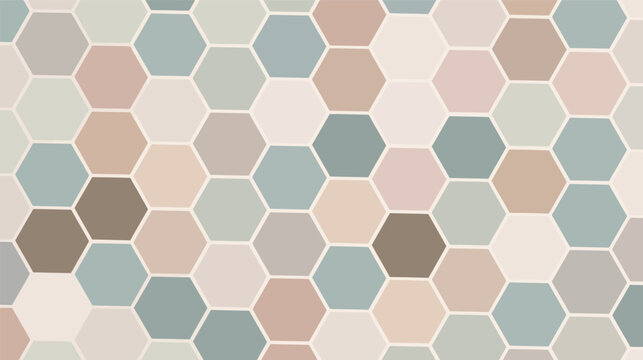 Seamless geometric hex tile flat muted pastels vector pattern illustration abstract background modern minimal design wallpaper texture