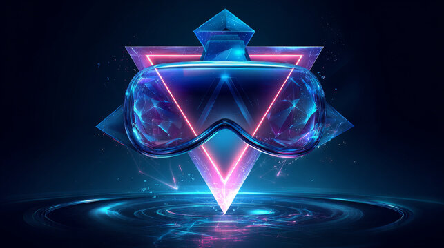 Virtual Reality with VR headset symbols futuristic technology logo vector design concept. Virtual Reality logotype symbol for metaverse, advance technology, entertainment, game tech, innovation, ui.