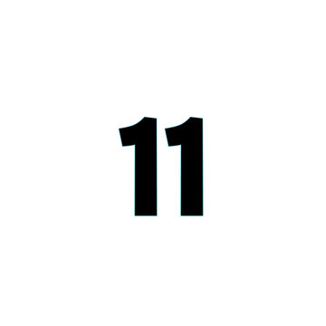 Bold black number 11 isolated on white background