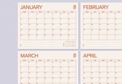 Minimal Calendar Layout
