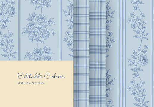 Romantic Vintage Floral Pattern Set