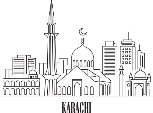 Karachi City Line Draw Simple Minimalist