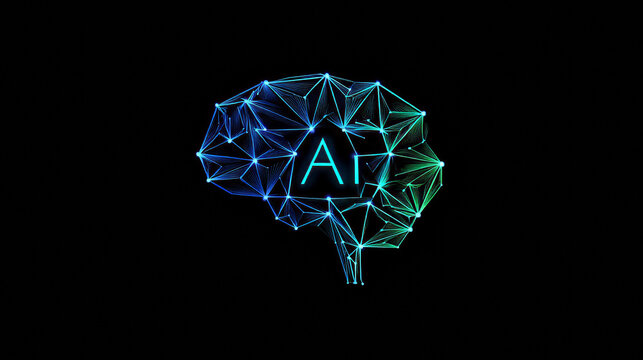 Brain intelligence with letter AI in Brain shapes network lines technology Analysis logo vector design concept. Abstract brain logotype symbol for advance technology, tech company, ui, AI technology.