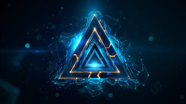 Artificial intelligence with double Triangles network lines Technology Analysis logo vector design concept. AI technology logotype symbol for advance technology, tech company, identity, ui, web. 