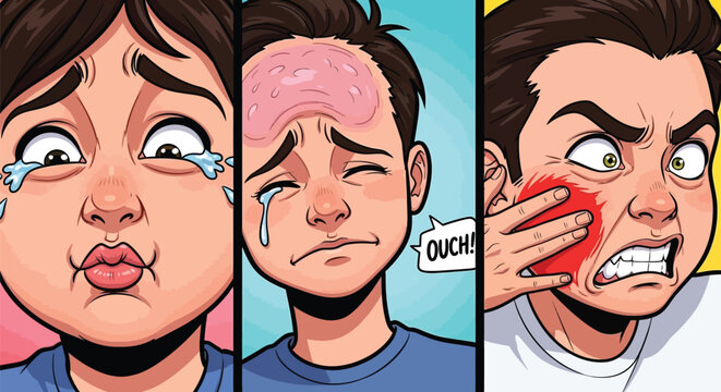 Emotions, Facial Expressions, Cartoon Faces, Sad, Angry, Hurt