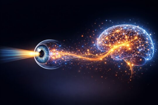 Demonstrating the connection between the human eye and the brain. Perception, and advanced medical technology