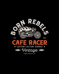 Obraz premium Vintage Cafe Racer Motorcycle with Flames Emblem.