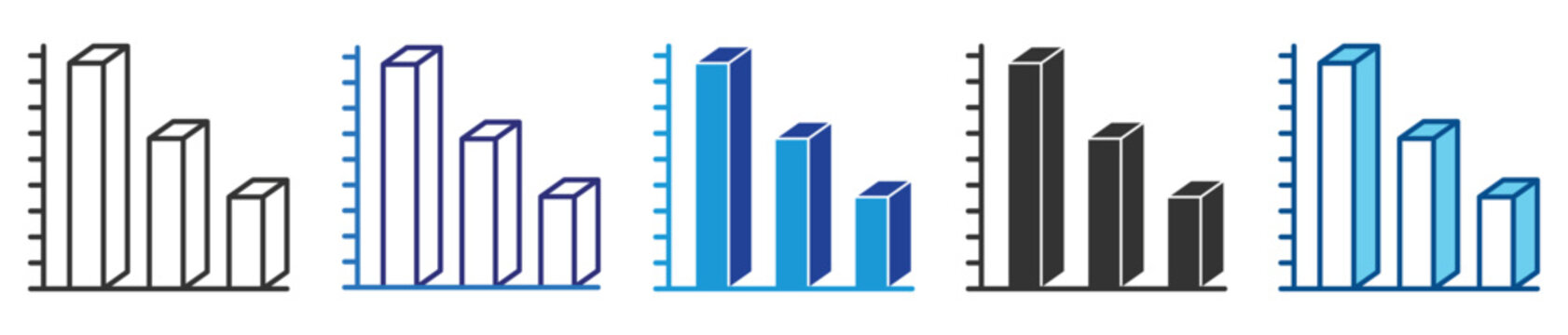 Decline chart icon set multiple style collection