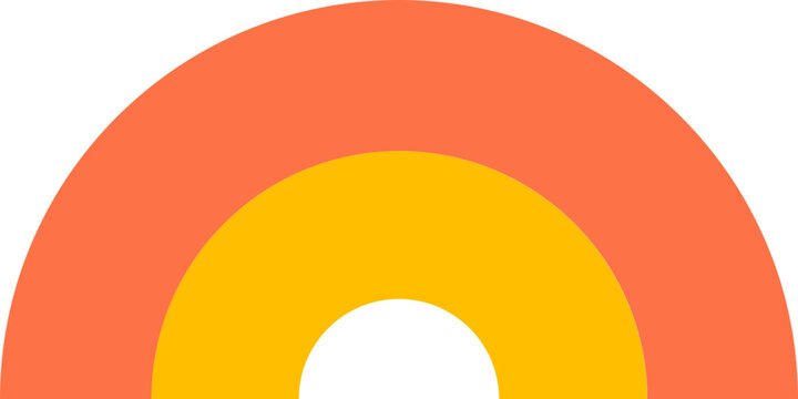 Orange and yellow abstract rainbow icon. Modern colorful geometric shapes vector collection