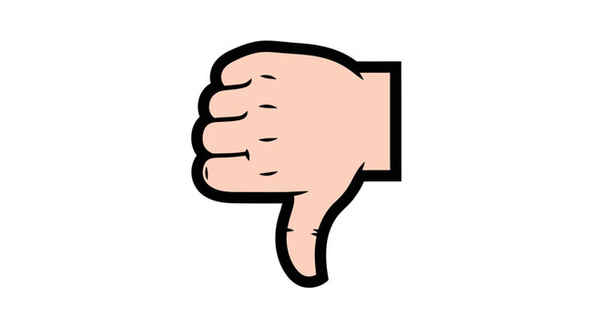 Human hand making a thumbs down gesture, symbol of dislike, disapproval and negative feedback isolated on white background.