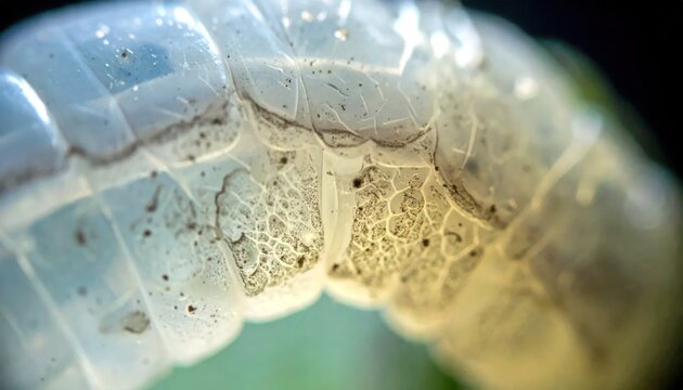 Macro View of Caterpillar Skin Texture Detail.