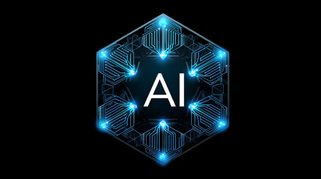 Artificial intelligence with letter AI in hexagon lines technology Analysis logo vector design concept. AI technology logotype symbol for advance technology, ui, identity, robotic, inovation, new tech