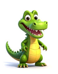 Fototapeta premium A cheerful cartoon crocodile with a big smile