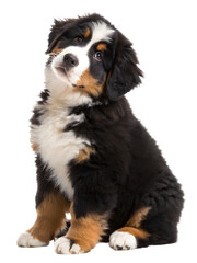 Fototapeta premium bernese mountain puppy sitting on transparent background