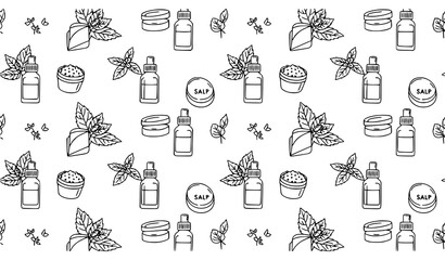 Minimal mint leaf seamless pattern cosmetic spa vector peppermint illustration isolated on white background © MdNayeem