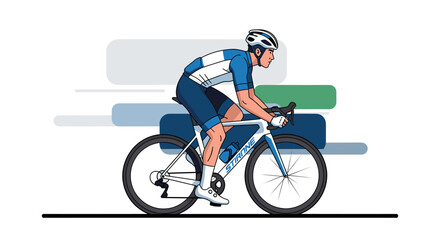 Fototapeta premium A cyclist in aerodynamic racing gear rides a road bike with a focused expression, embodying the spirit of competitive cycling.