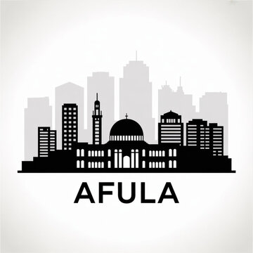 Afula Israel Skyline Silhouette &ndash; Jezreel Valley Regional City Vector Illustration