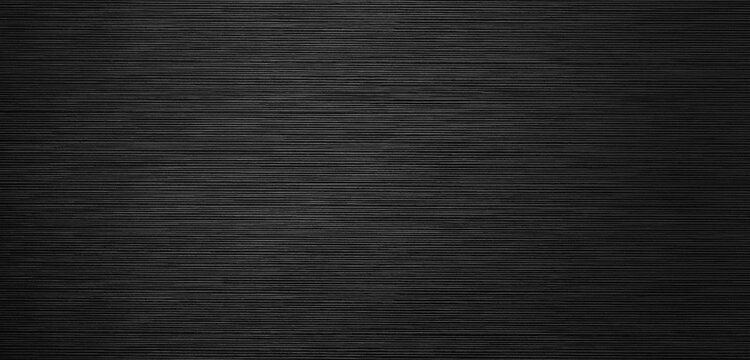 Futuristic brushed metal effect on striped plastic surface, black high-tech industrial ribbed background