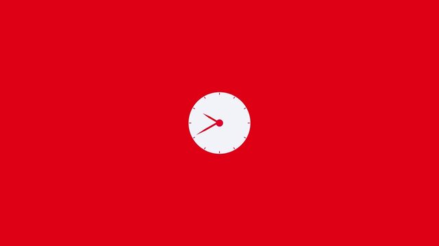 Red Clock spinning, watch animation on black background with alpha channel 4k animation