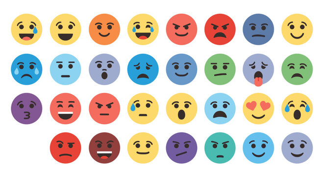 Large collection of diverse emoji icons representing a wide range of human emotions and facial expressions.