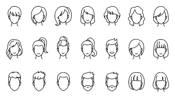 Hairstyle line icon set salon barber hair vector collection