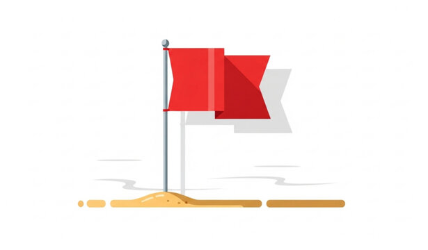 Red warning flag on beach vector hurricane alert concept Pensacola Florida coastal safety isolated on white background