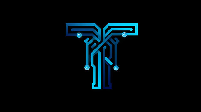 technology intelligence with Letter T word meaning Tech network lines overlapping Analysis logo vector design concept. Advanced technology logotype symbol for ui, tech company, automations, big data.