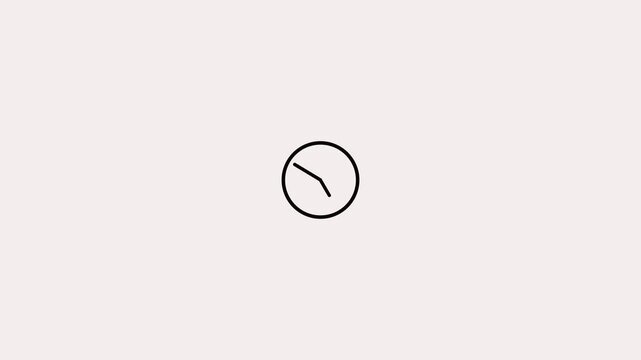Clock icon animation rad and white background. analog clock timer circle animated. clock icon vector  4k animation.