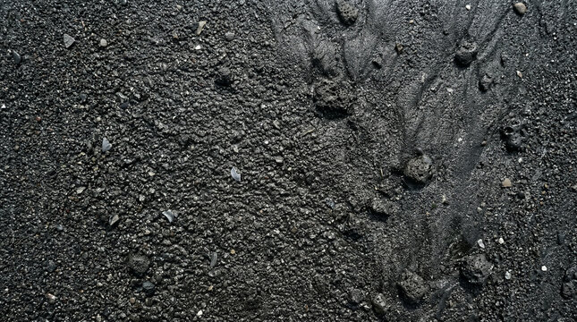 Black volcanic beach sand texture with wet mineral grains and dramatic natural contrast, Indonesian close up background.generative AI
