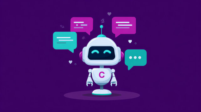 Artificial intelligence Live chat bot assistant with Letter C Cute friendly robot chat support Colorful style logo vector design concept. AI Chatbot logotype for ui, advance technology, Online Support