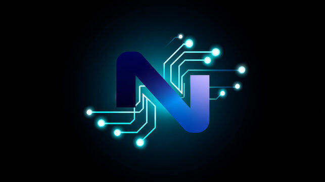 Network security with Letter N rectangle network connecting shapes technology Analysis logo vector design concept. Letter N logotype ideas for cyber security, Big data, ui, identity, Advanced Tech.