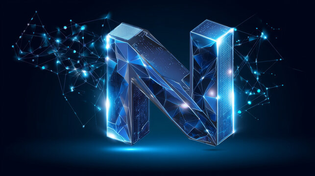 Network security with Letter N rectangle network connecting shapes technology Analysis logo vector design concept. Letter N logotype ideas for cyber security, Big data, ui, identity, Advanced Tech.
