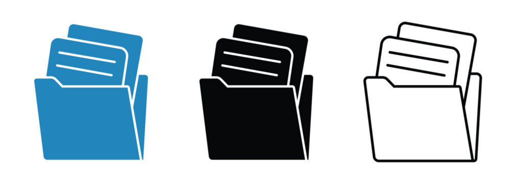 File folder icon set. Document icon. Paper document page icon vector element. Folder and document file design for logo, app and more. Vector Illustration.