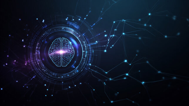 Artificial intelligence with curved circle movement Network lines technology Analysis logo vector design concept. AI technology logotype symbol for advance technology, tech company, identity, ui, web.