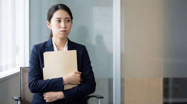 Job Interview Nerves and Job for East Asian Young Woman