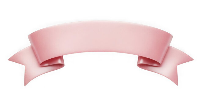 Blank pink ribbon banner with decoration,, transparent on transparent background