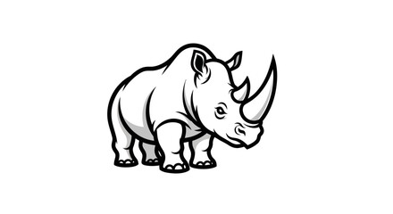 Fototapeta premium Cartoon Rhino Icon - Vector Illustration