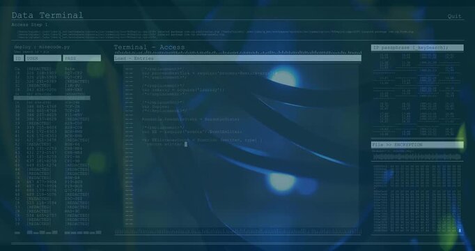 Animation of statistics and data processing on grey background
