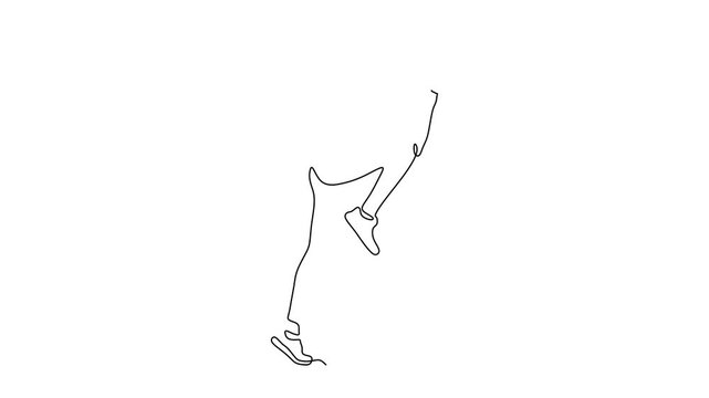 Animated self drawing of continuous line draw of  Runner in Motion. Full length one line animation. 4K