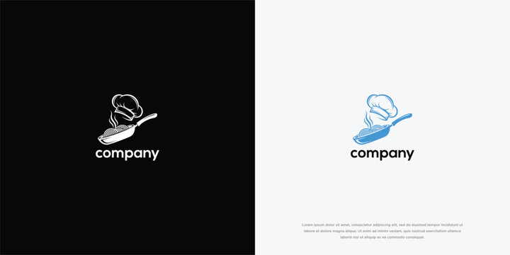 Chef Hat and Frying Pan Logo